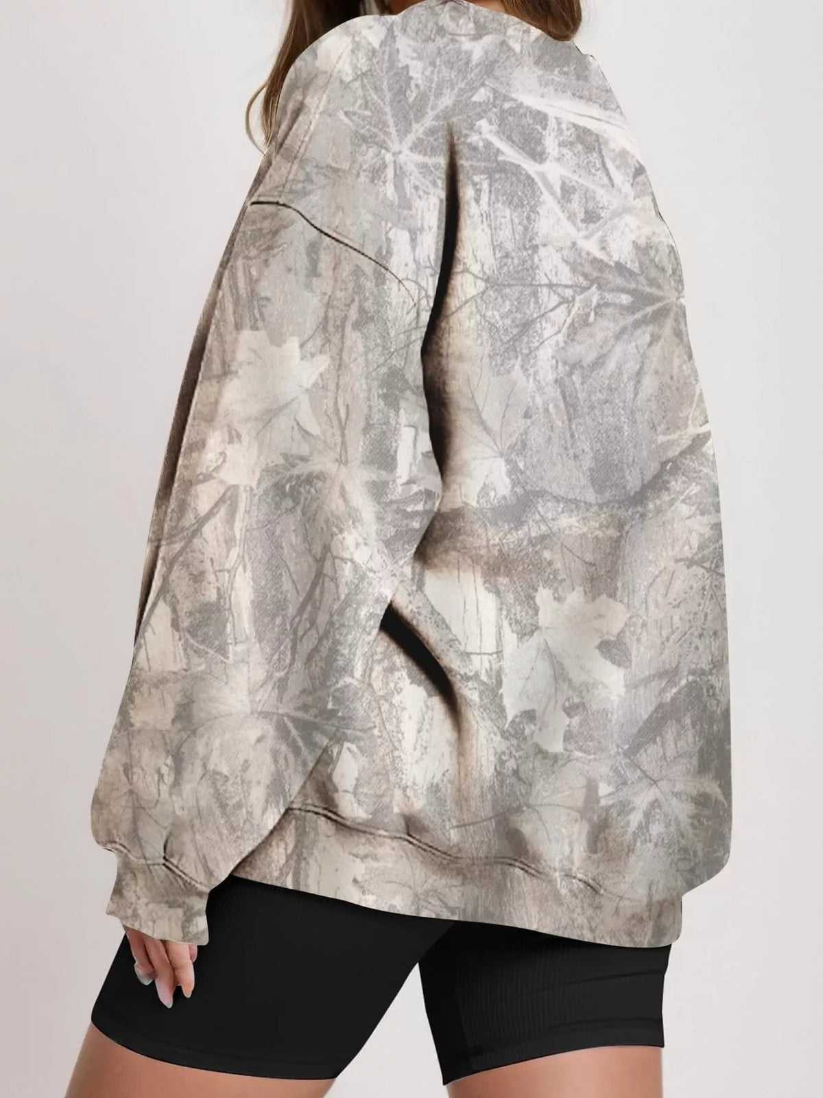 Oversized Printed Crew Neck Sweatshirt - Lilixa.store