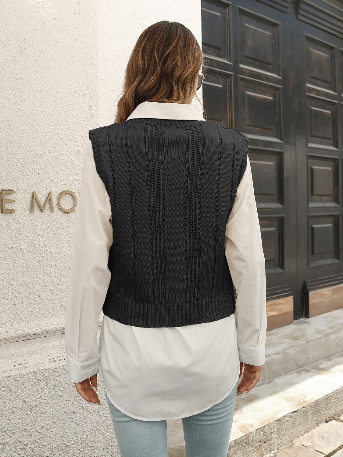 Urban Style V-Neck Sweater Vest, view 4