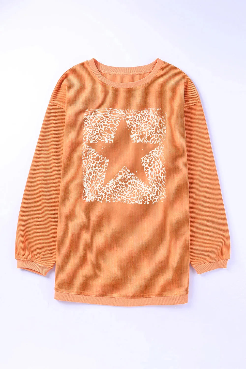 Star Round Neck Long Sleeve Oversize Sweatshirt - Lilixa.store