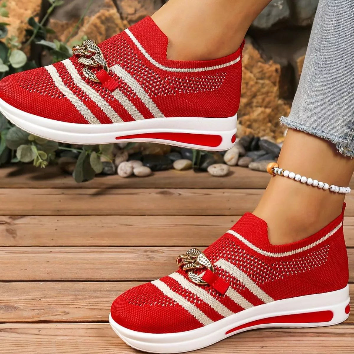 Round Toe Mesh Slip-Ons, view 6