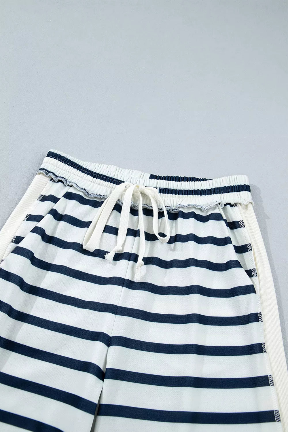 Striped Long Sleeve Top and Wide-Leg Pants Set