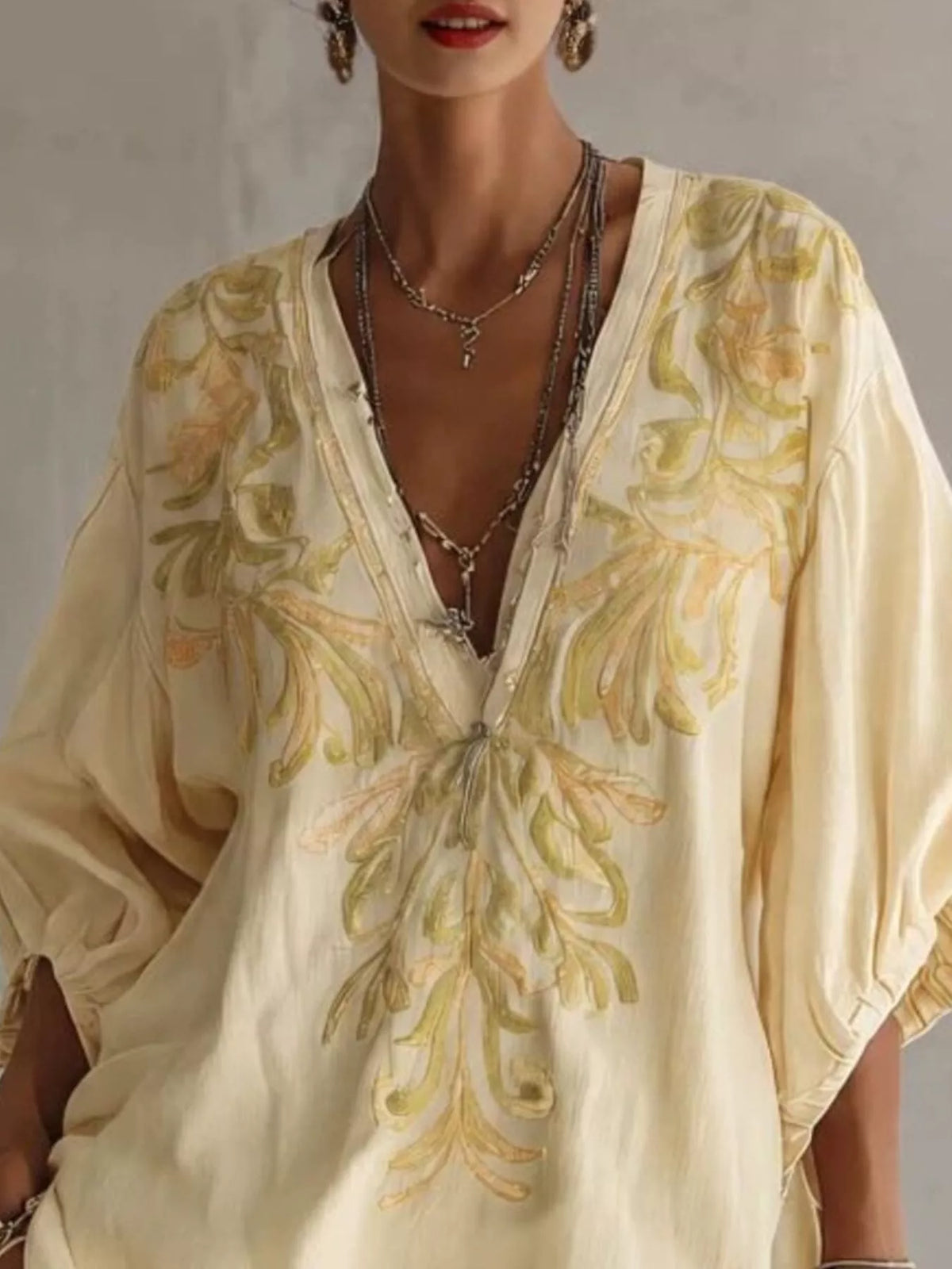 Full Size Embroidered V-Neck Mini Dress Plus Size - Lilixa.store