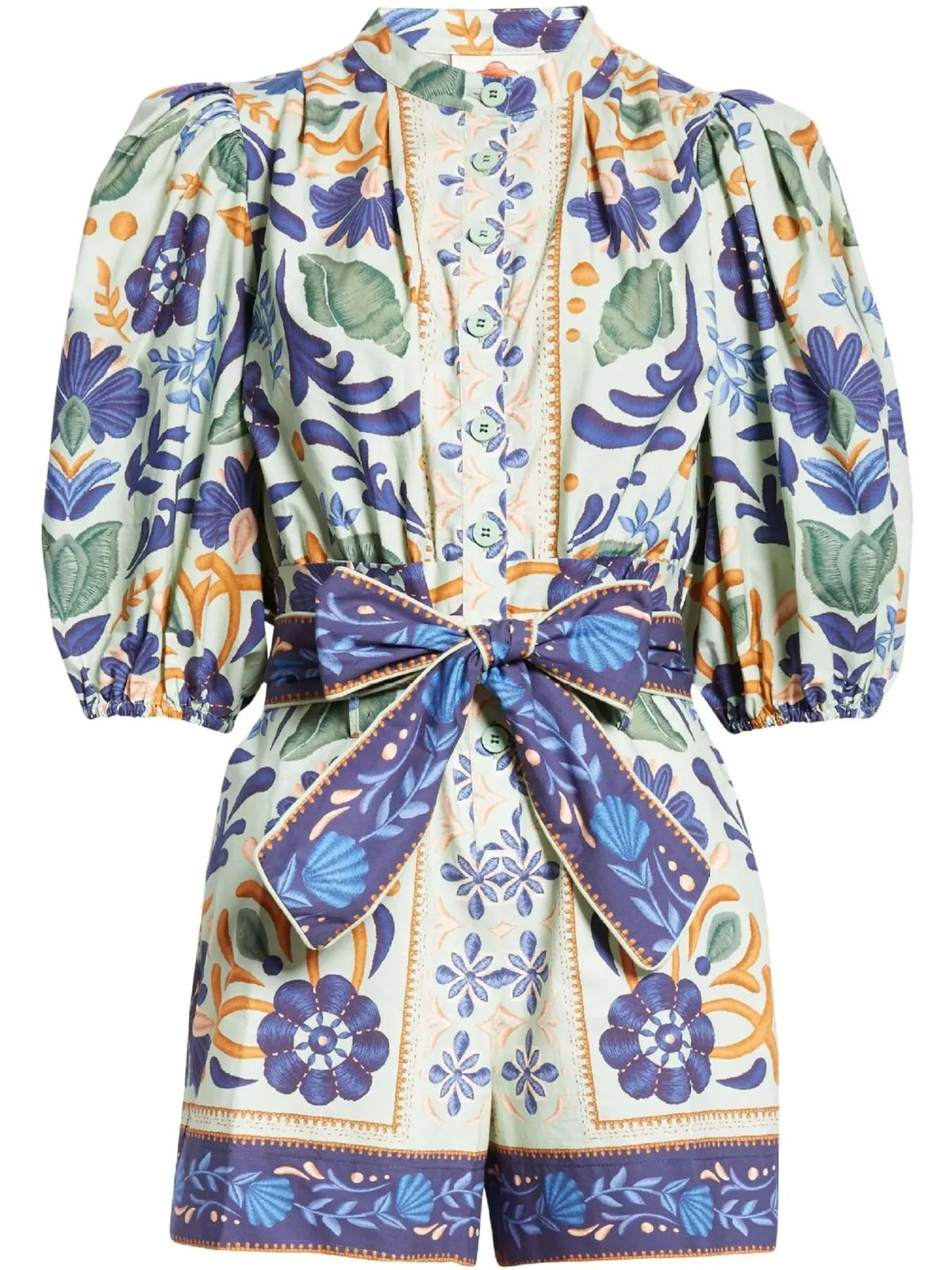 Floral Print Button Front Belted Romper - Lilixa.store