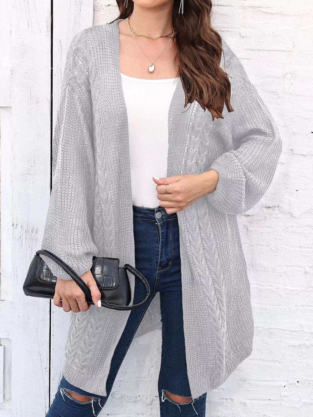 Open Front Long Sleeve Cardigan - Lilixa.store
