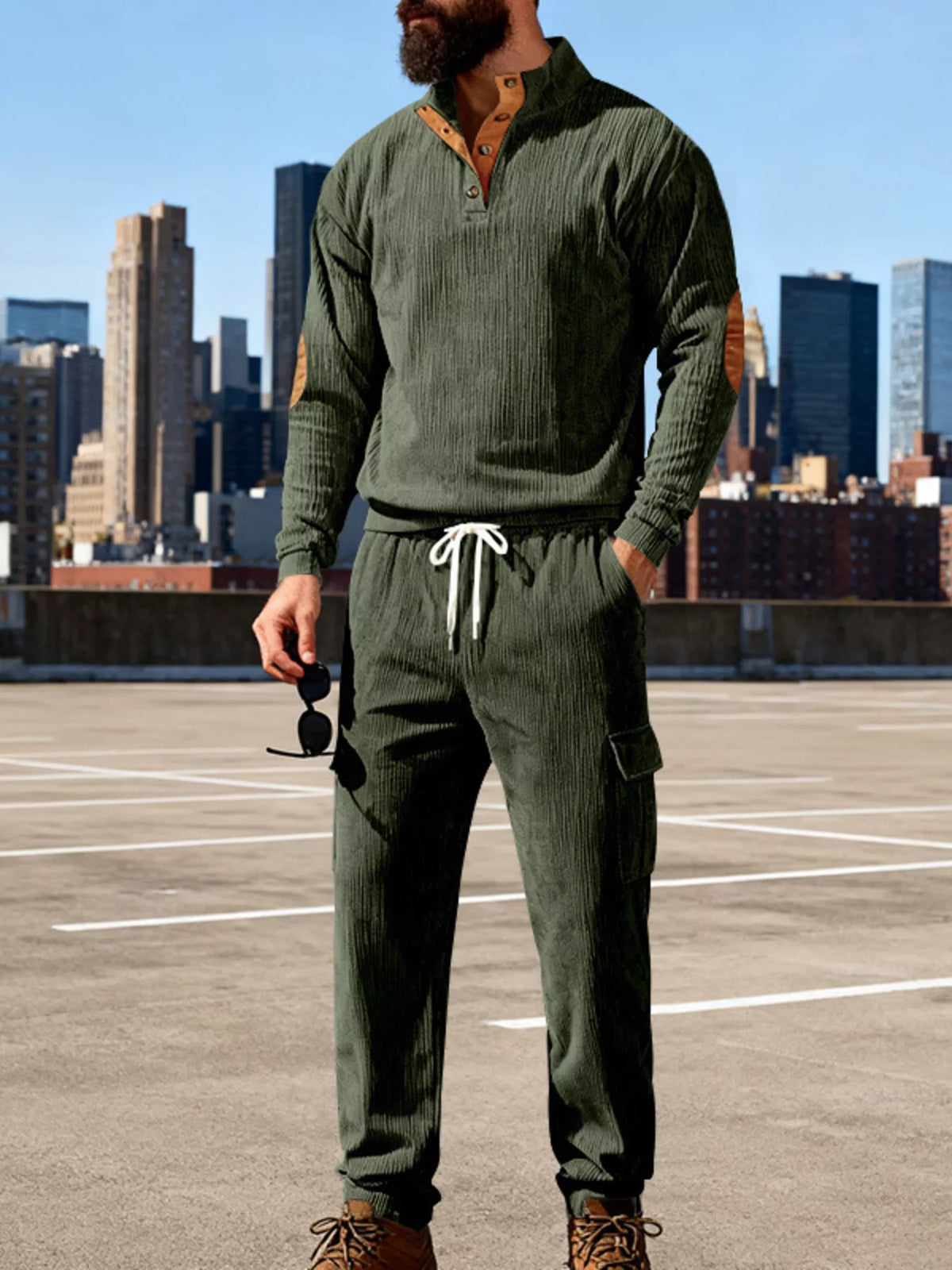 Men's Full Size Casual Button Detail Top and Pants Set Plus Size - Lilixa.store