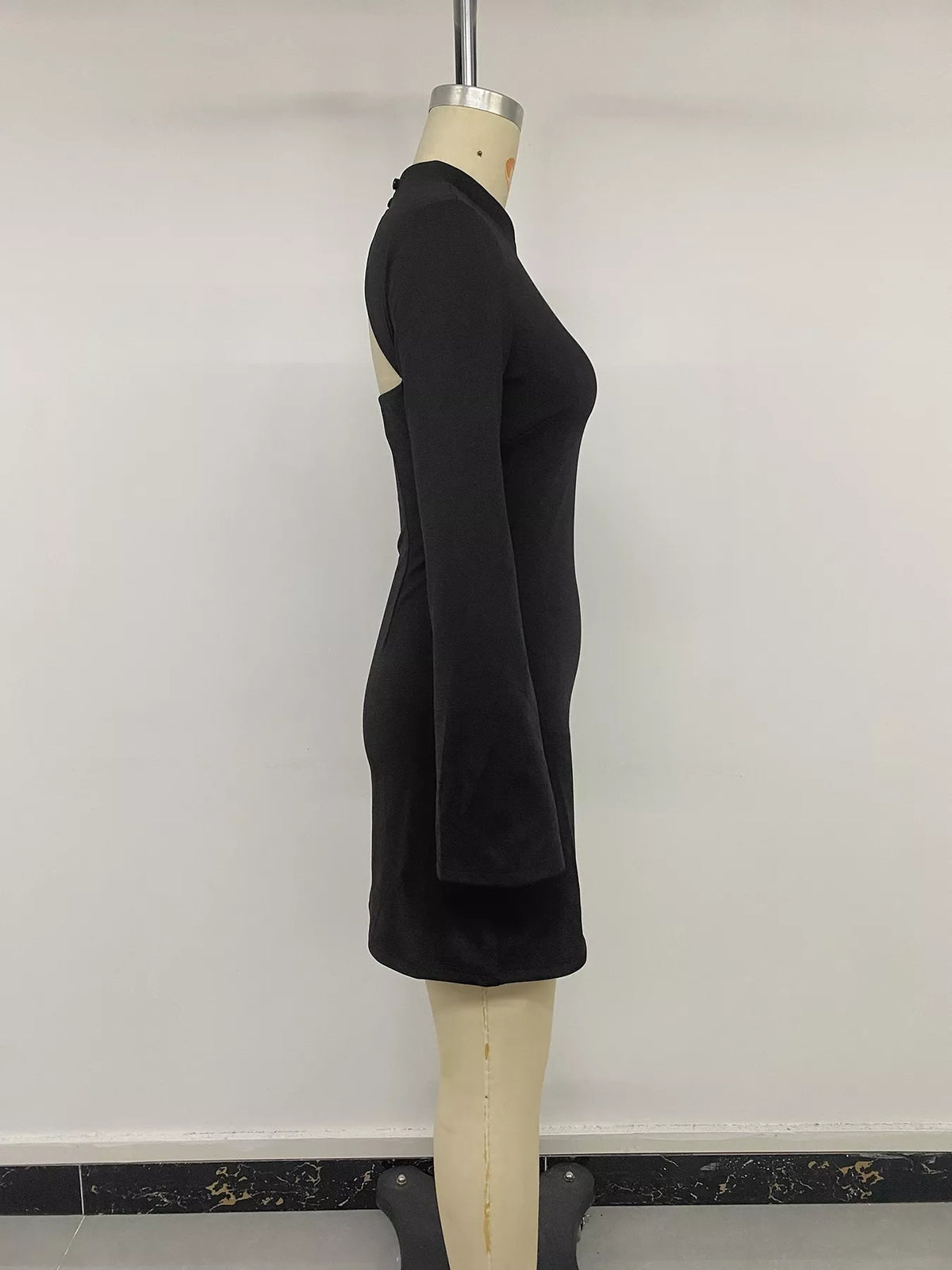 Cutout Back Long Sleeve Bodycon Mini Dress