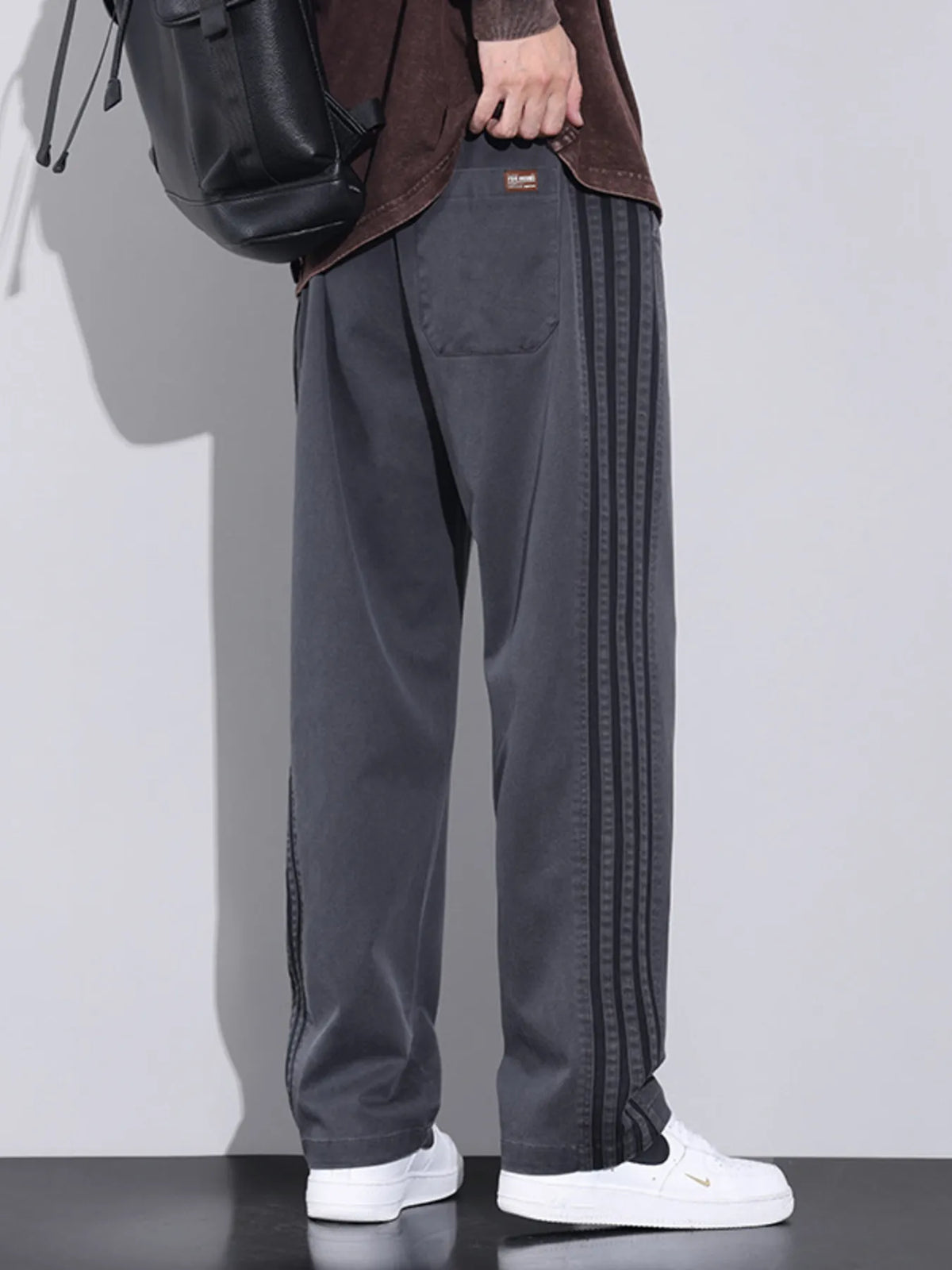 Men's Plus Size Casual Loose Fit Stripes Pants, view 2