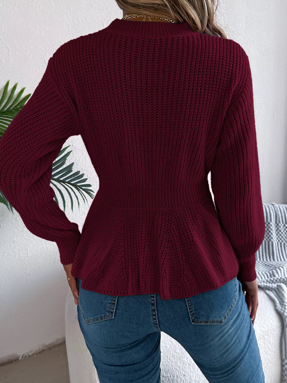 Cable Knit Peplum Sweater