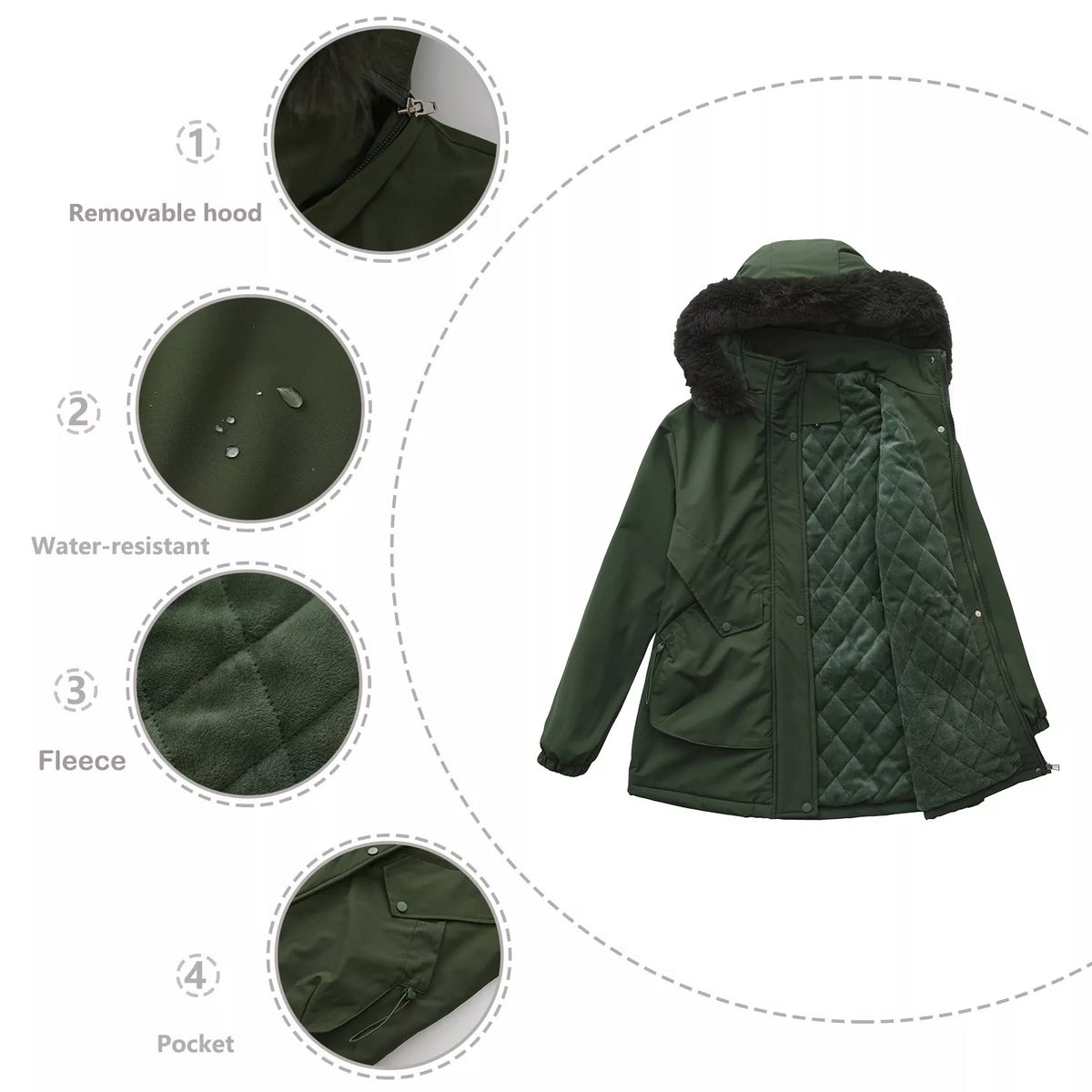 Full Size Fur Hooded Warm Winter Parka Outerwear Plus Size, view 18