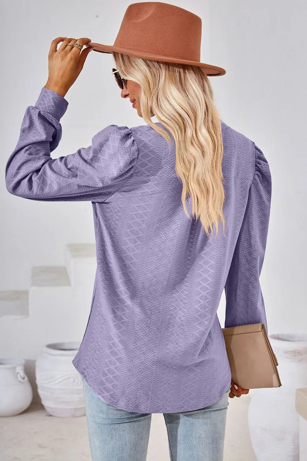 Notched Long Sleeve T-Shirt - Lilixa.store
