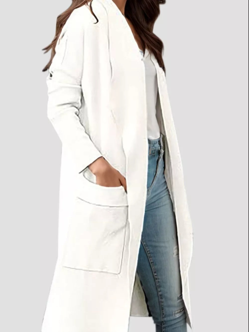 Open Front Dropped Shoulder Outerwear - Lilixa.store