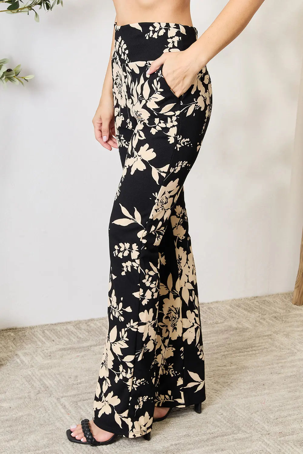 Heimish Full Size High Waist Floral Flare Pants Plus Size - Lilixa.store