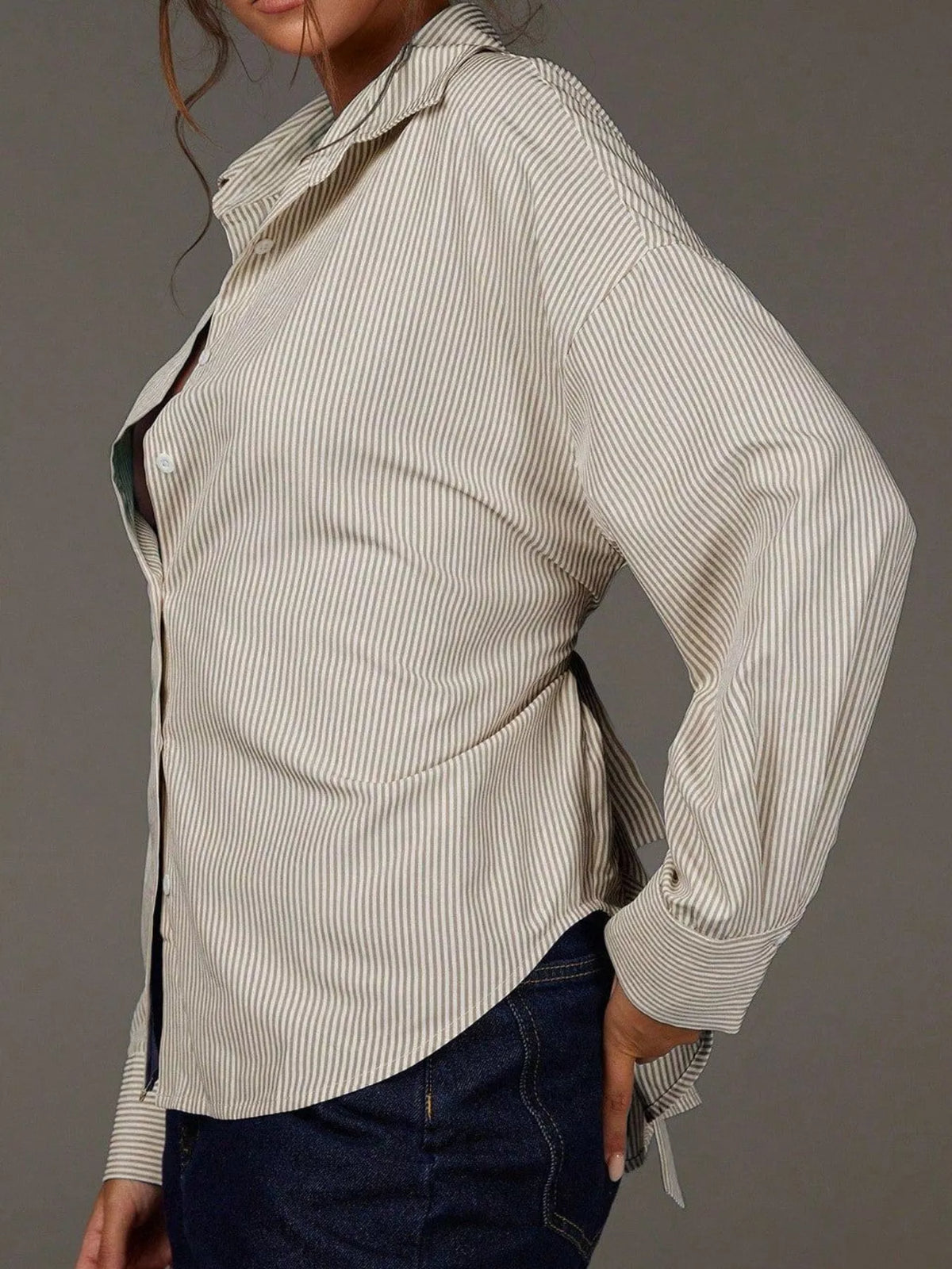 Casual Striped Button-Down Shirt, view 6