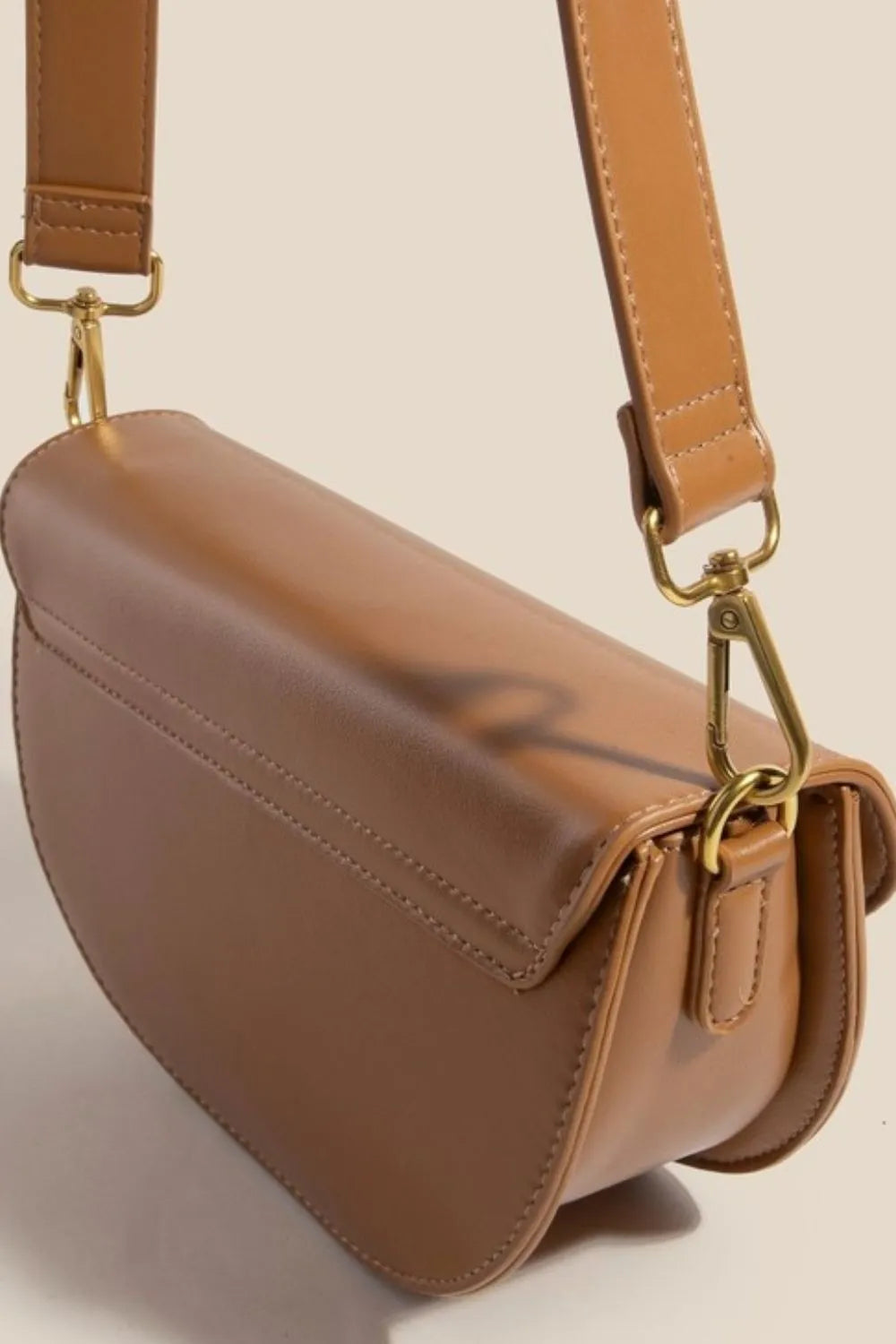 Fame Buckle Closure Crescent Faux Leather Crossbody Bag - Lilixa.store