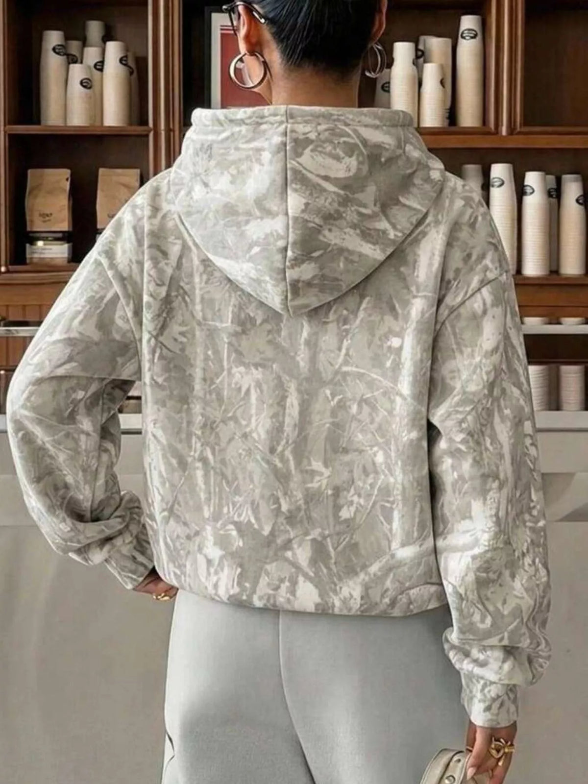 Leopard Dropped Shoulder Hoodie, view 2