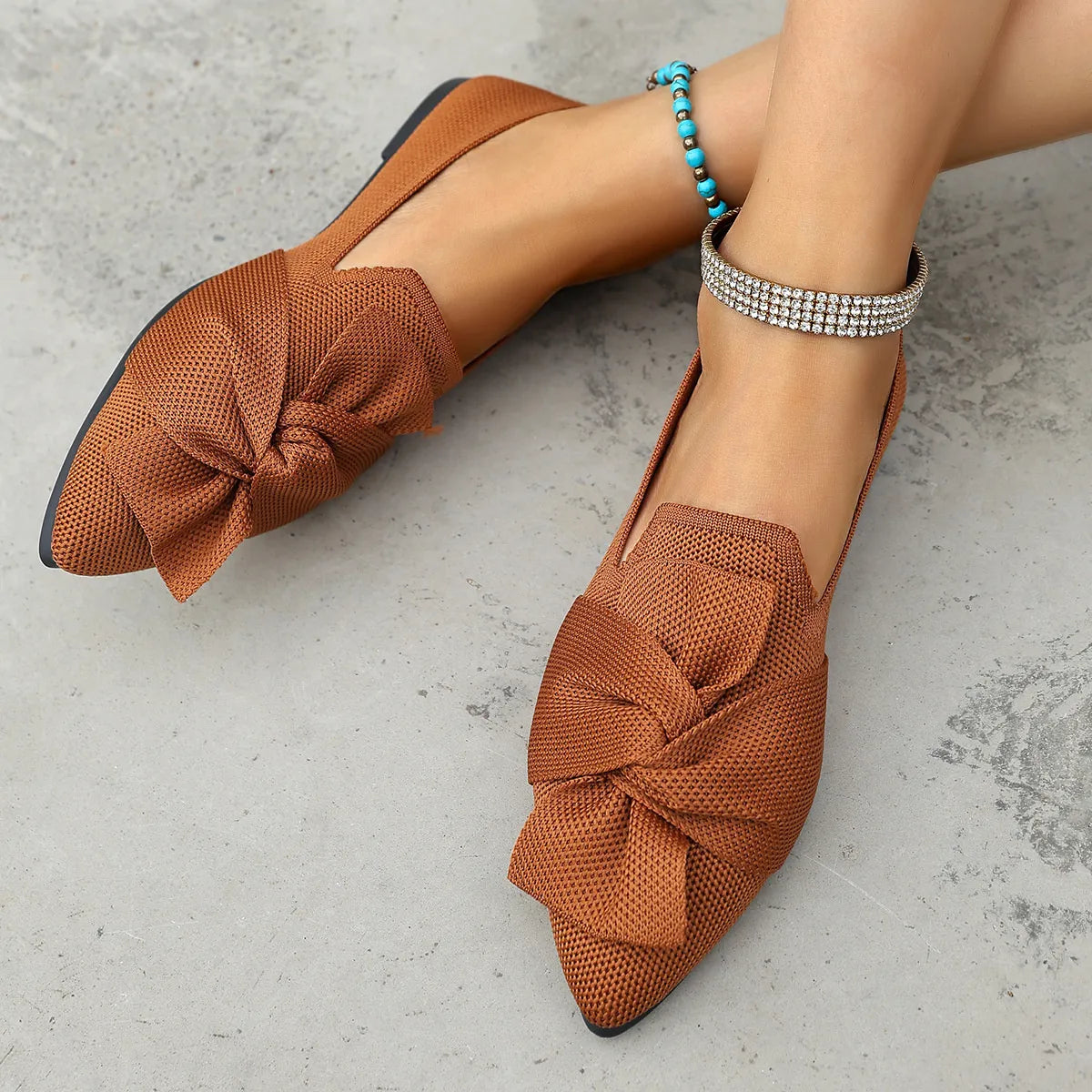 Bow Point Toe Flats Slip-Ons, view 6