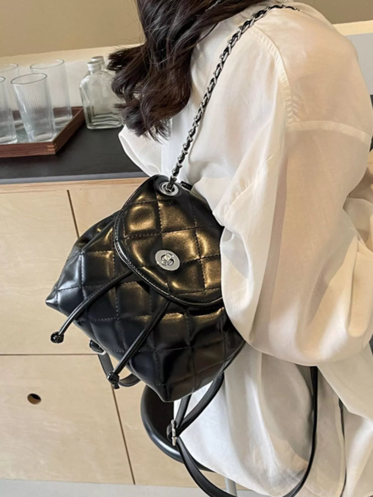 Quilted Chain Backpack Bag - Lilixa.store