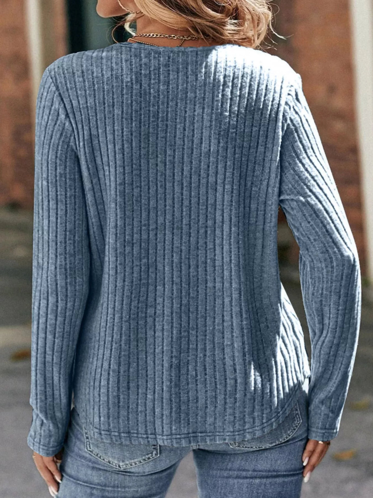 Ribbed Long Sleeve Knit Top - Lilixa.store