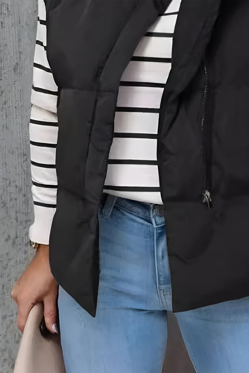 Zip Up Vest Coat with Pockets, view 6