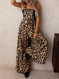 Leopard Print Wide Leg Overalls - Lilixa.store