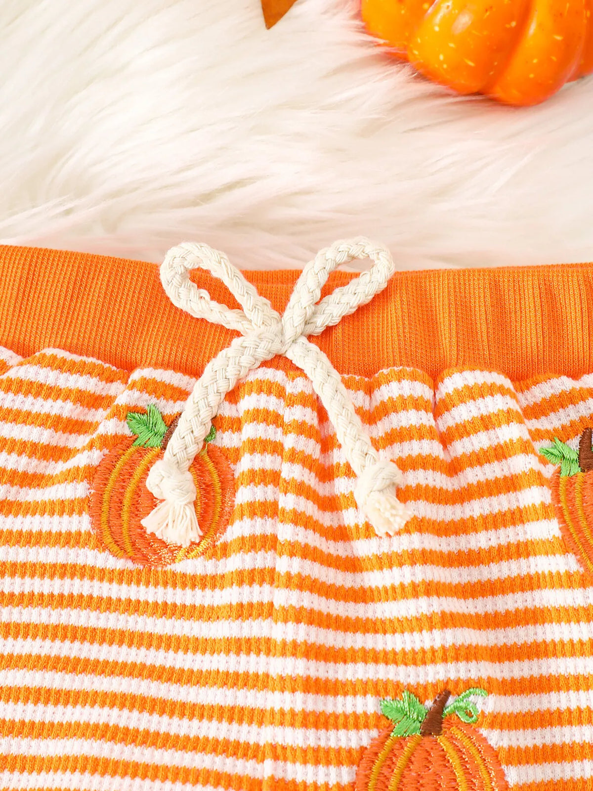 Children's Halloween Pumpkin Striped Long Sleeve Pajama Set - Lilixa.store