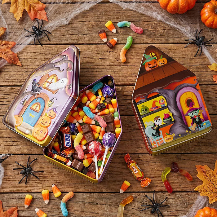 Halloween House Shaped Metal Candy Storage Box - Lilixa.store