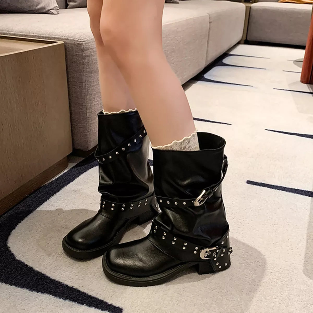 Round Toe Block Heels Boots - Lilixa.store