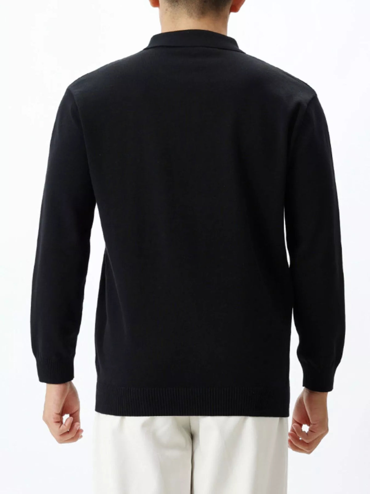 Men's Plus Size Polo Collar Long Sleeve Sweater