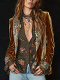 Floral Lapel Collar Velvet Blazer – image 1 | Lilixa Spooky Season