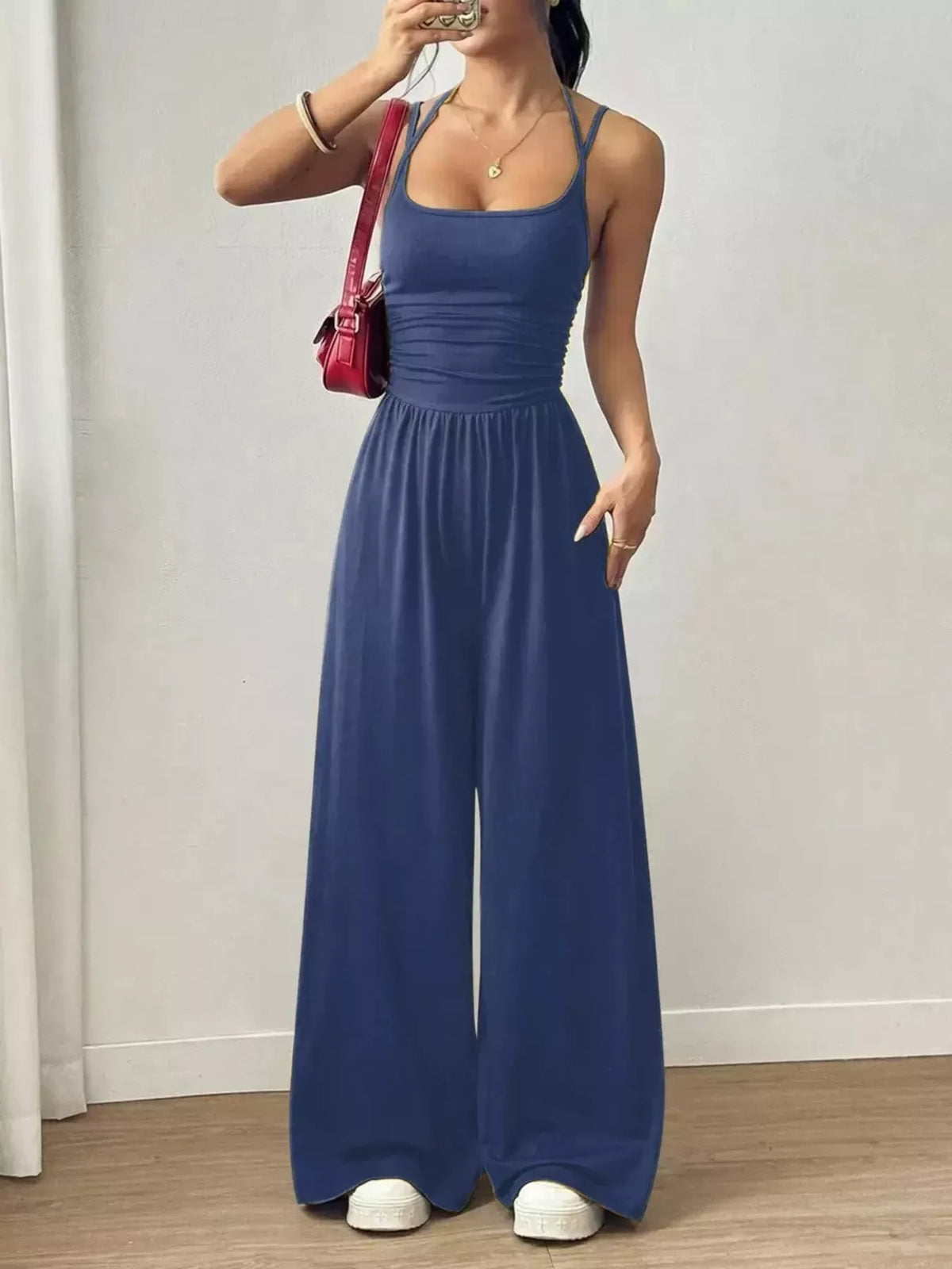 Spaghetti Strap Wide Leg Jumpsuit - Lilixa.store