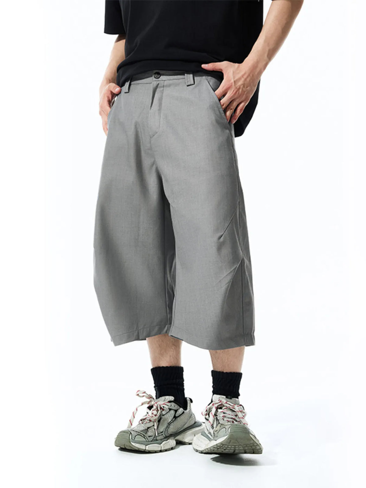 Men's Wide Leg Shorts in Grey