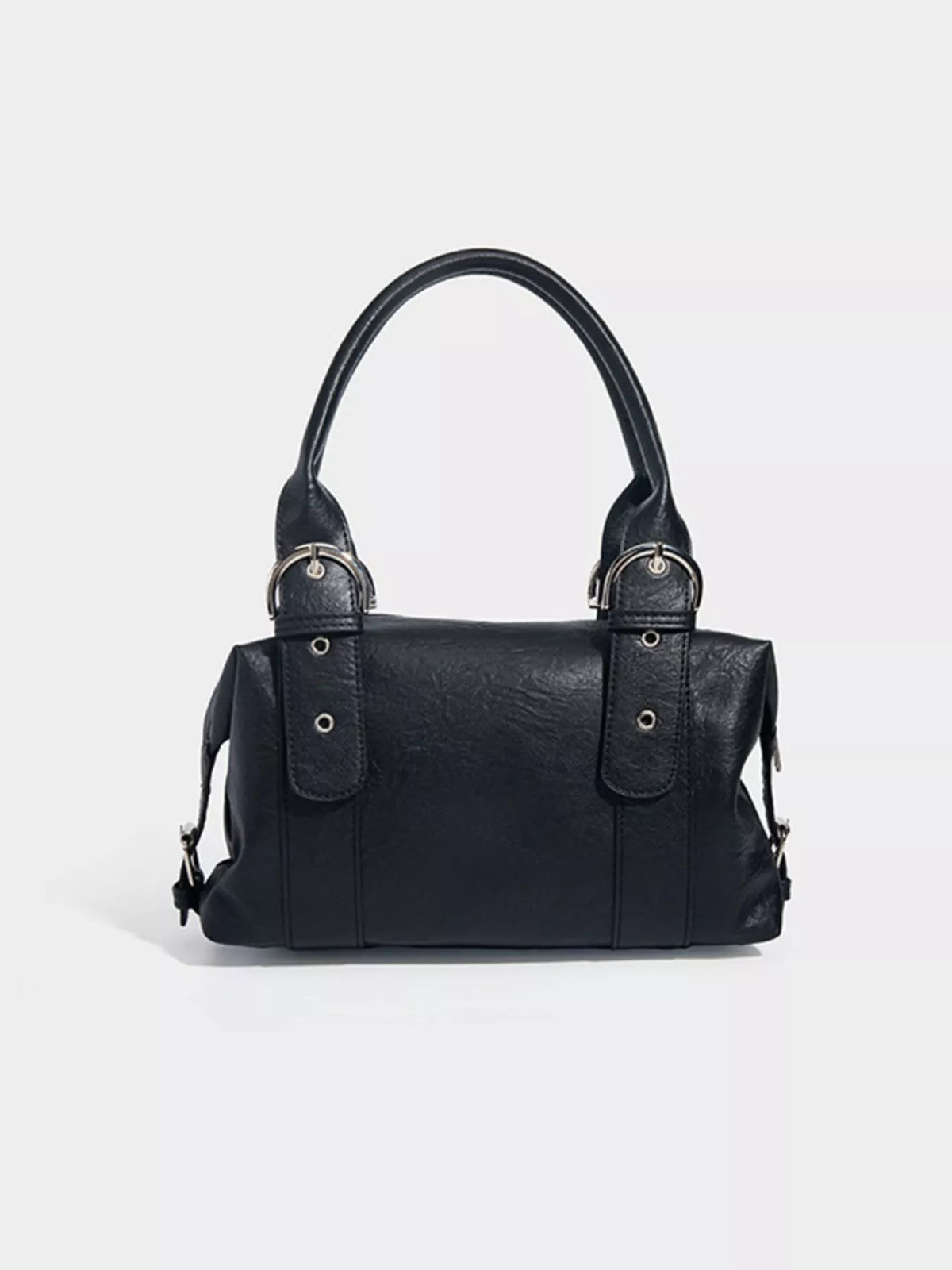 Studded Decor Shoulder Bag with Buckle Detail in Black, view 4