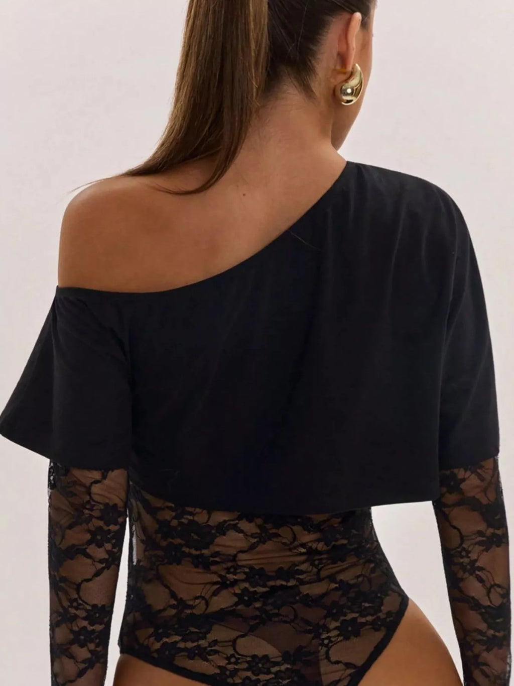 One-Shoulder Lace Bodysuit - Lilixa.store