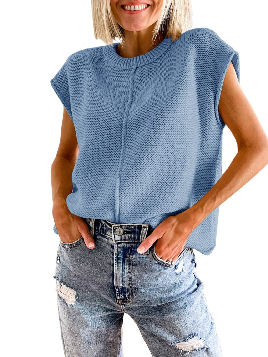 Cap Sleeve Sweater Vest, view 8