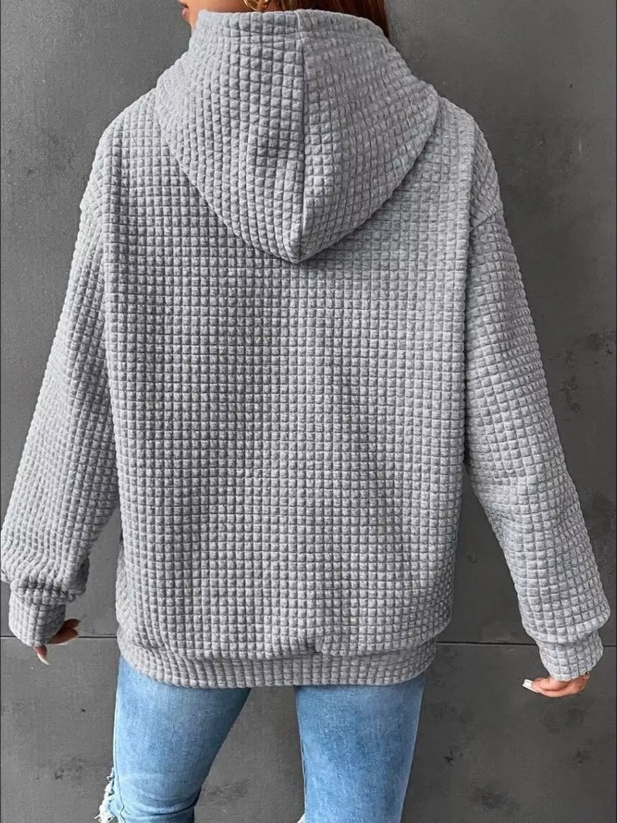 Full Size Textured Kangaroo Pocket Hoodie Plus Size - Lilixa.store