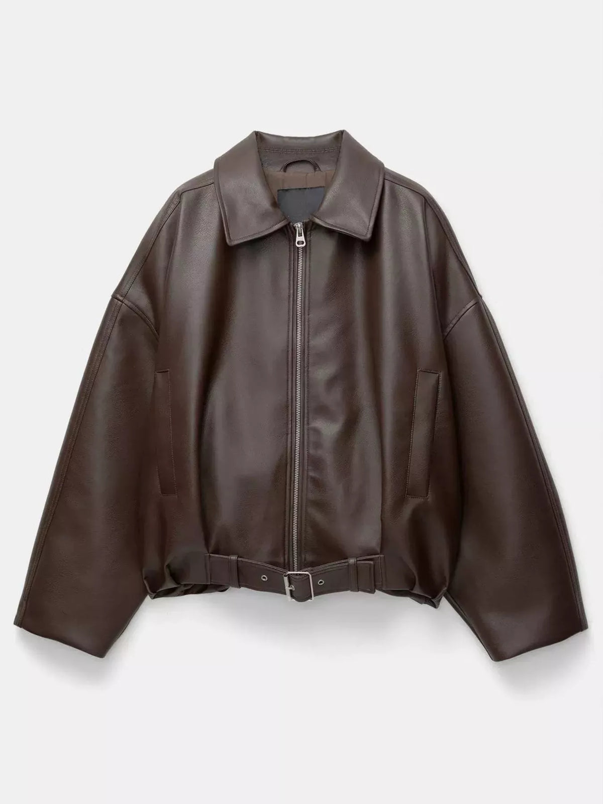 Faux Leather Zip Up Jacket - Lilixa.store
