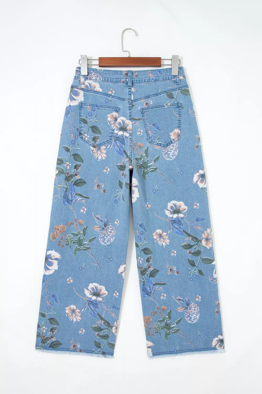 Floral Print Wide-Leg Jeans - Lilixa.store