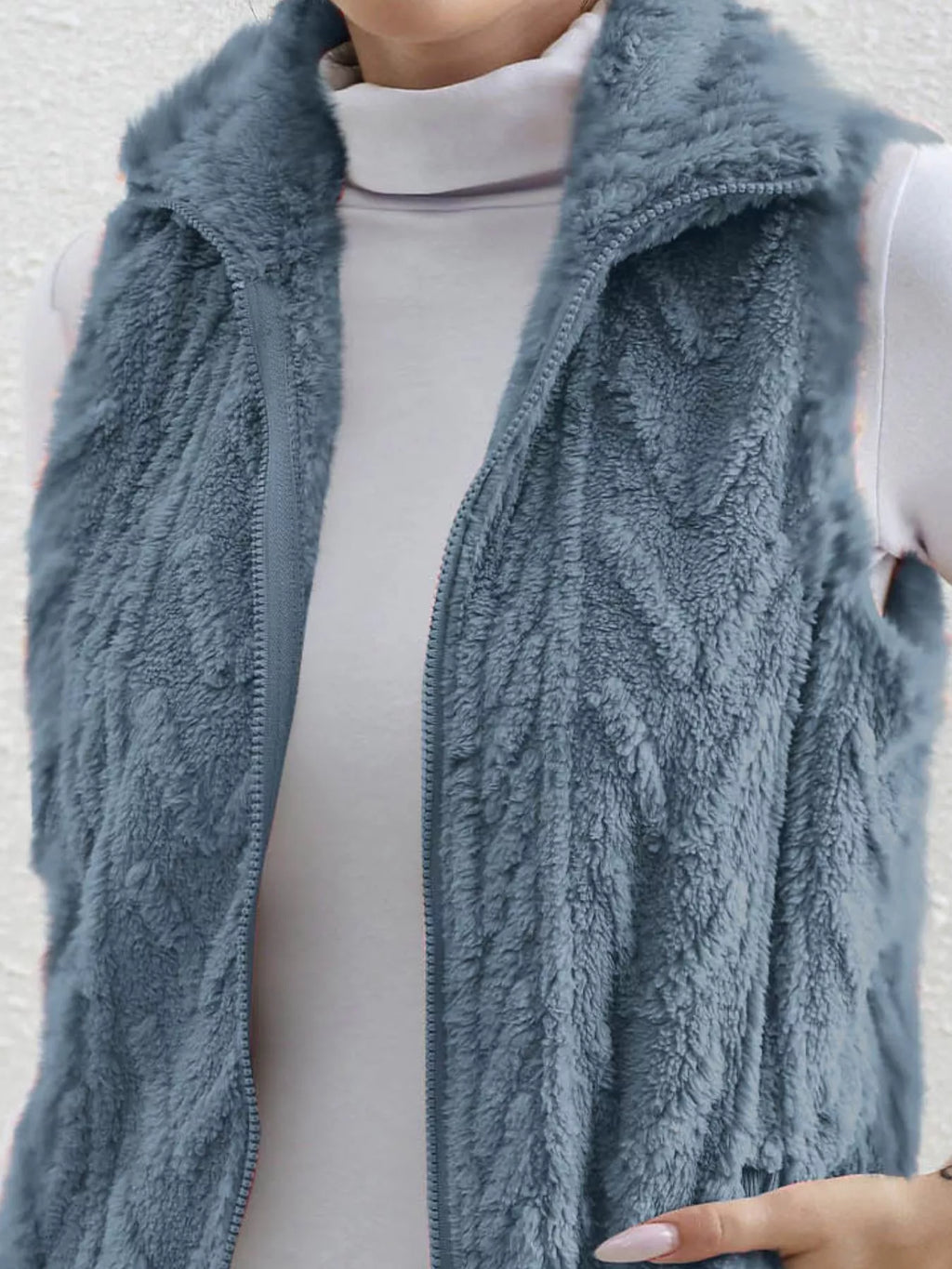 Full Size Cozy Faux Fur Zip-Up Vest Coat Plus Size - Lilixa.store