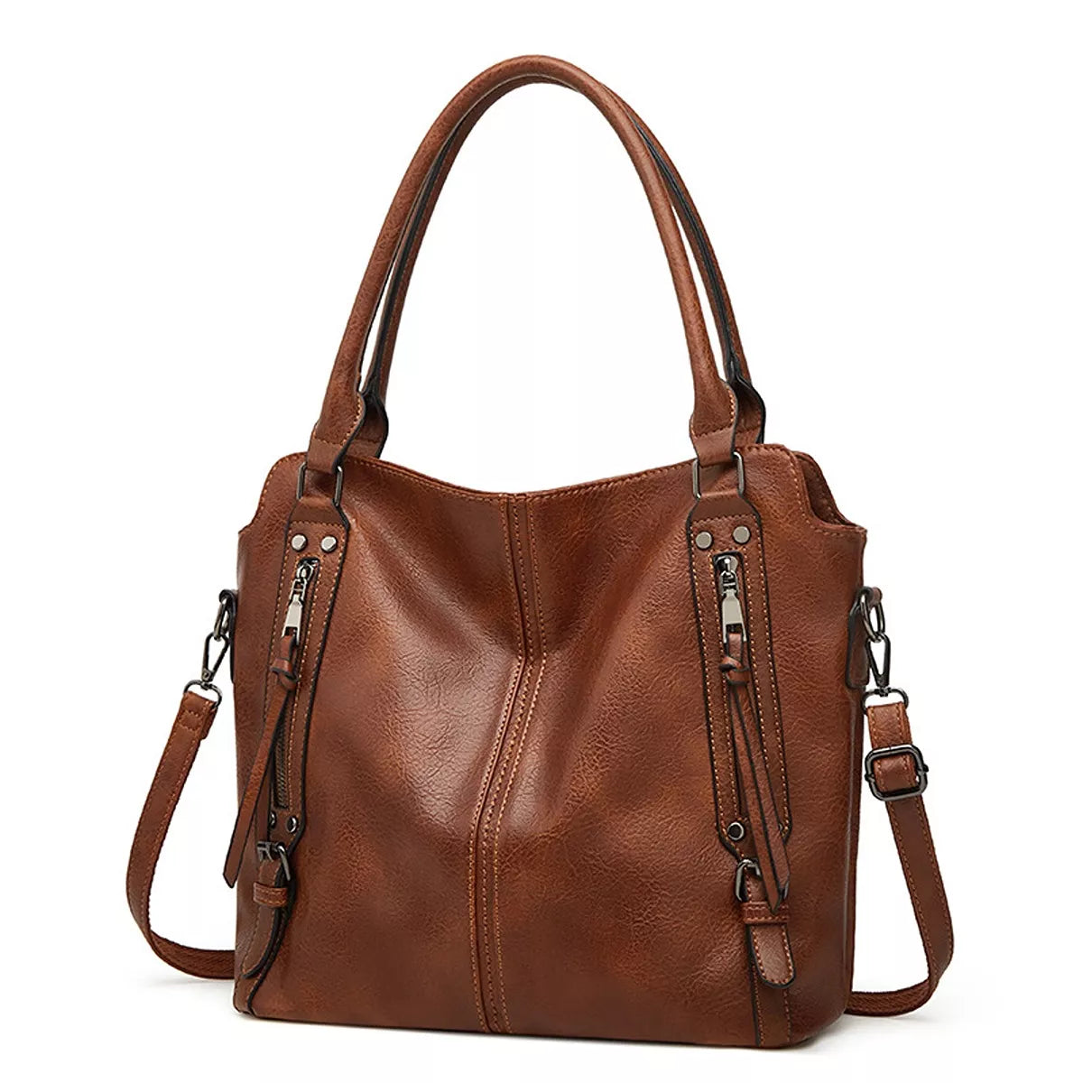 PU Leather Shoulder Bag and Pouch Set