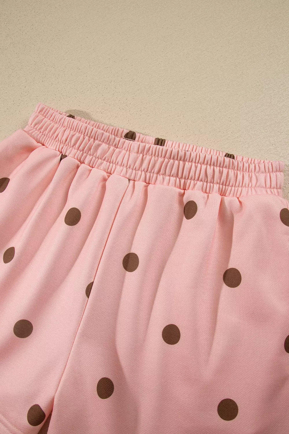 Polka Dot Long Sleeve Sweatshirt and Shorts Lounge Set - Lilixa.store