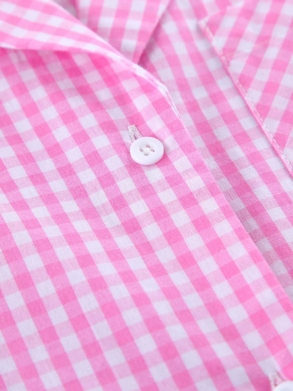 Gingham Button-Down Top and Pants Loungewear Set - Lilixa.store