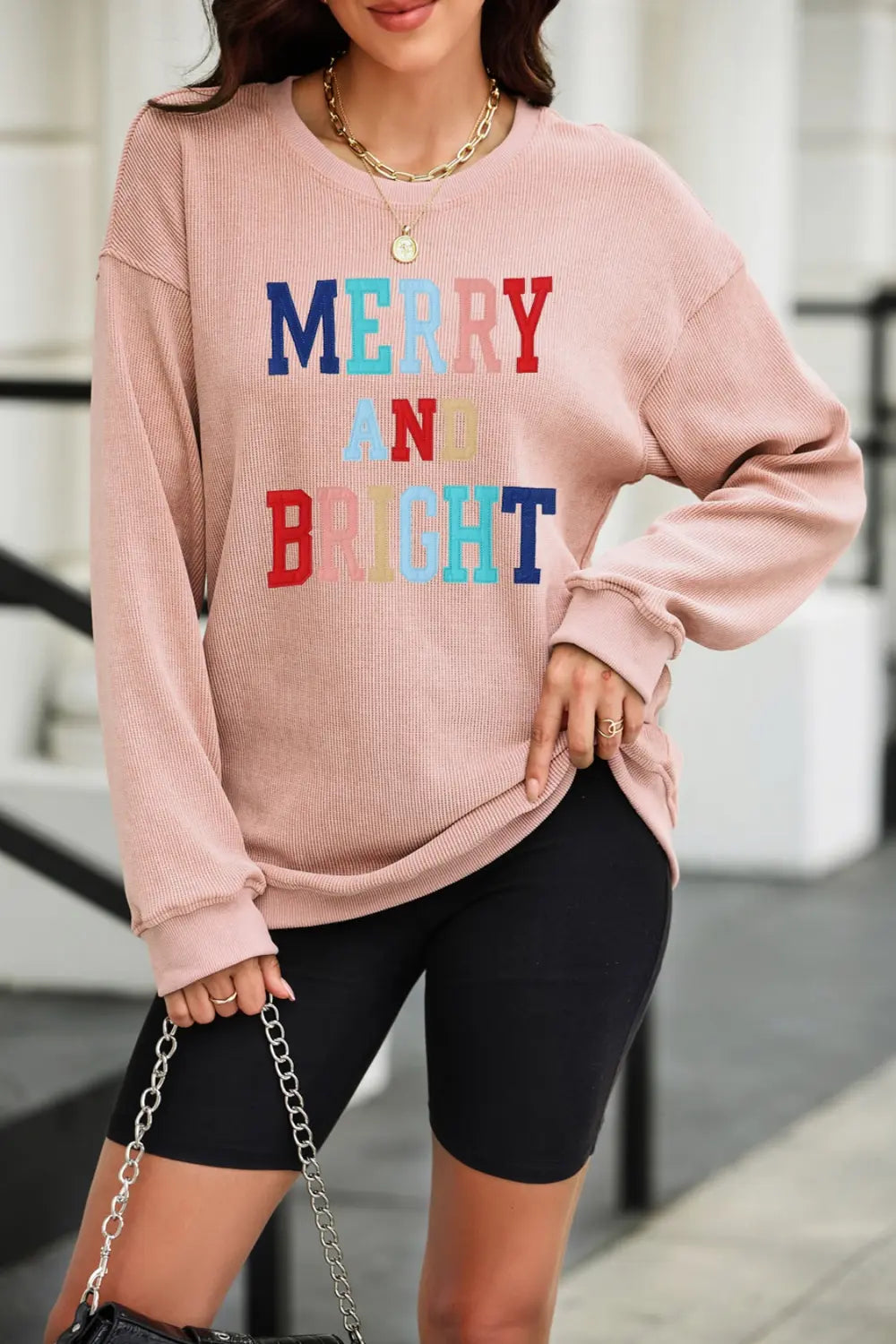 MERRY AND BRIGHT Graphic Sweatshirt - Lilixa.store
