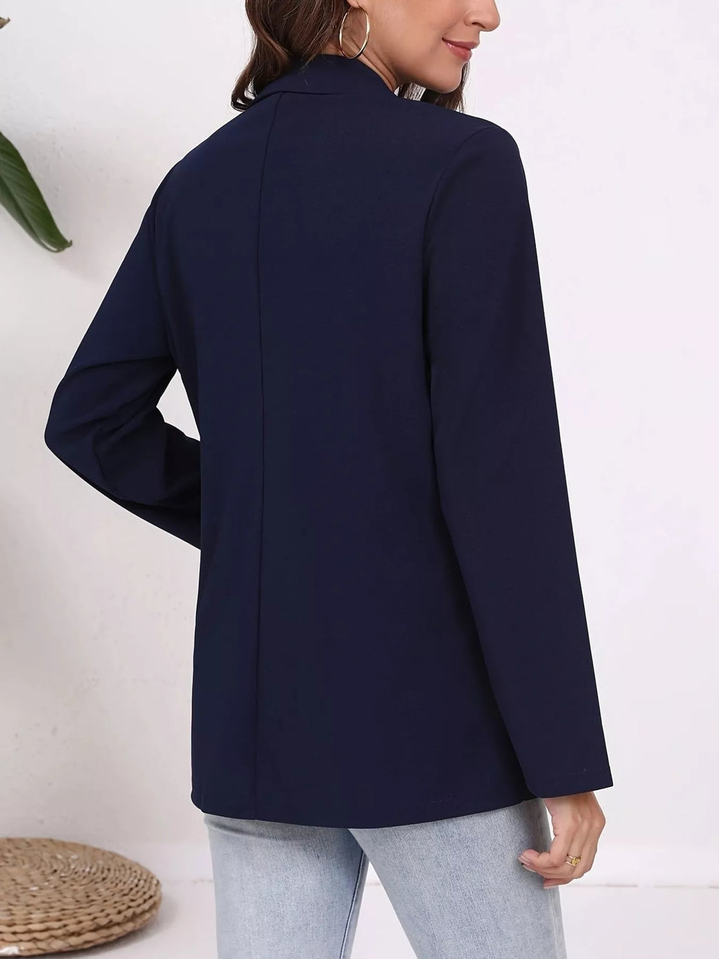 Plus Size Lapel Collar Single-Button Blazer - Lilixa.store