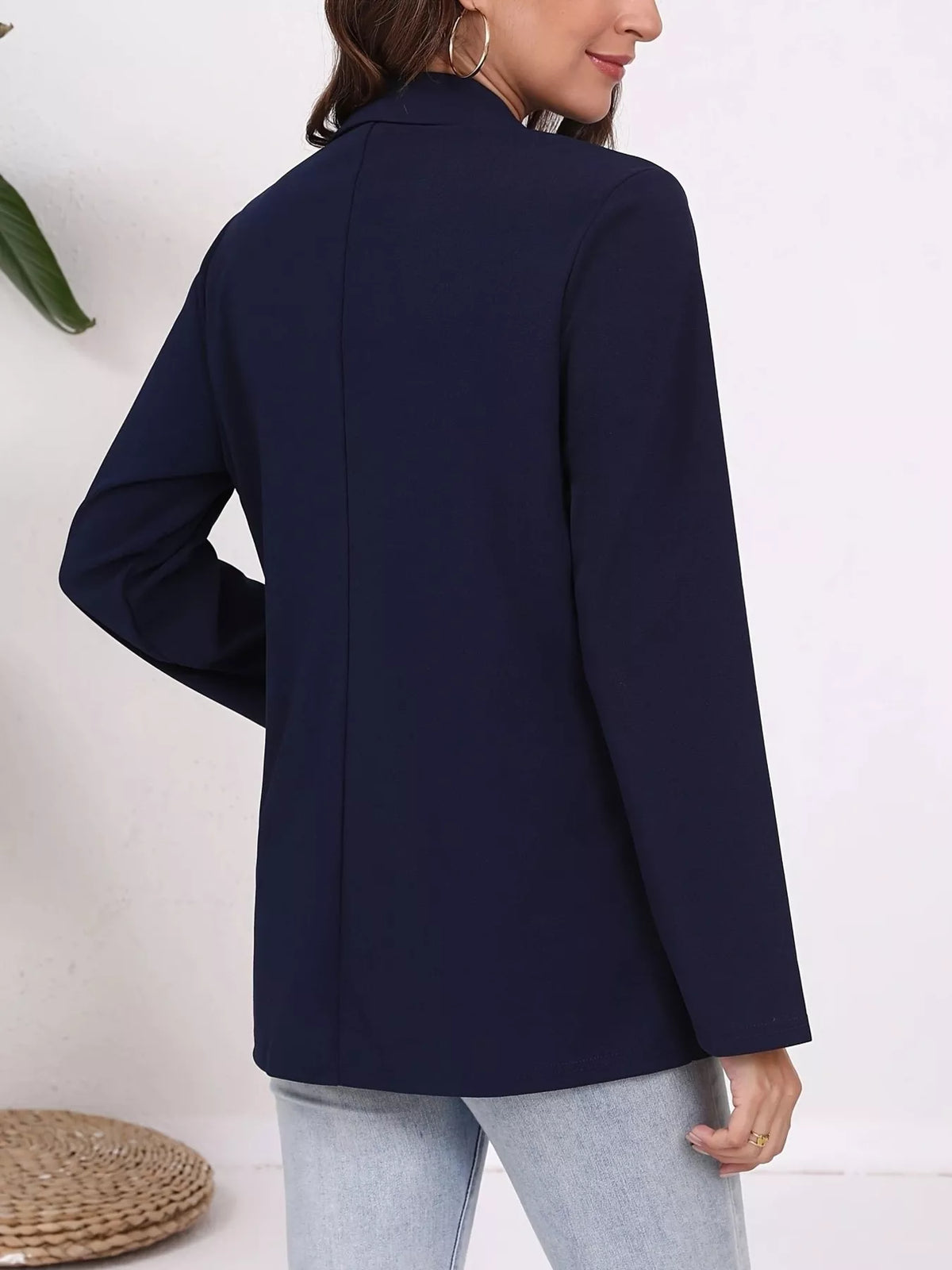 Plus Size Lapel Collar Single-Button Blazer - Lilixa.store