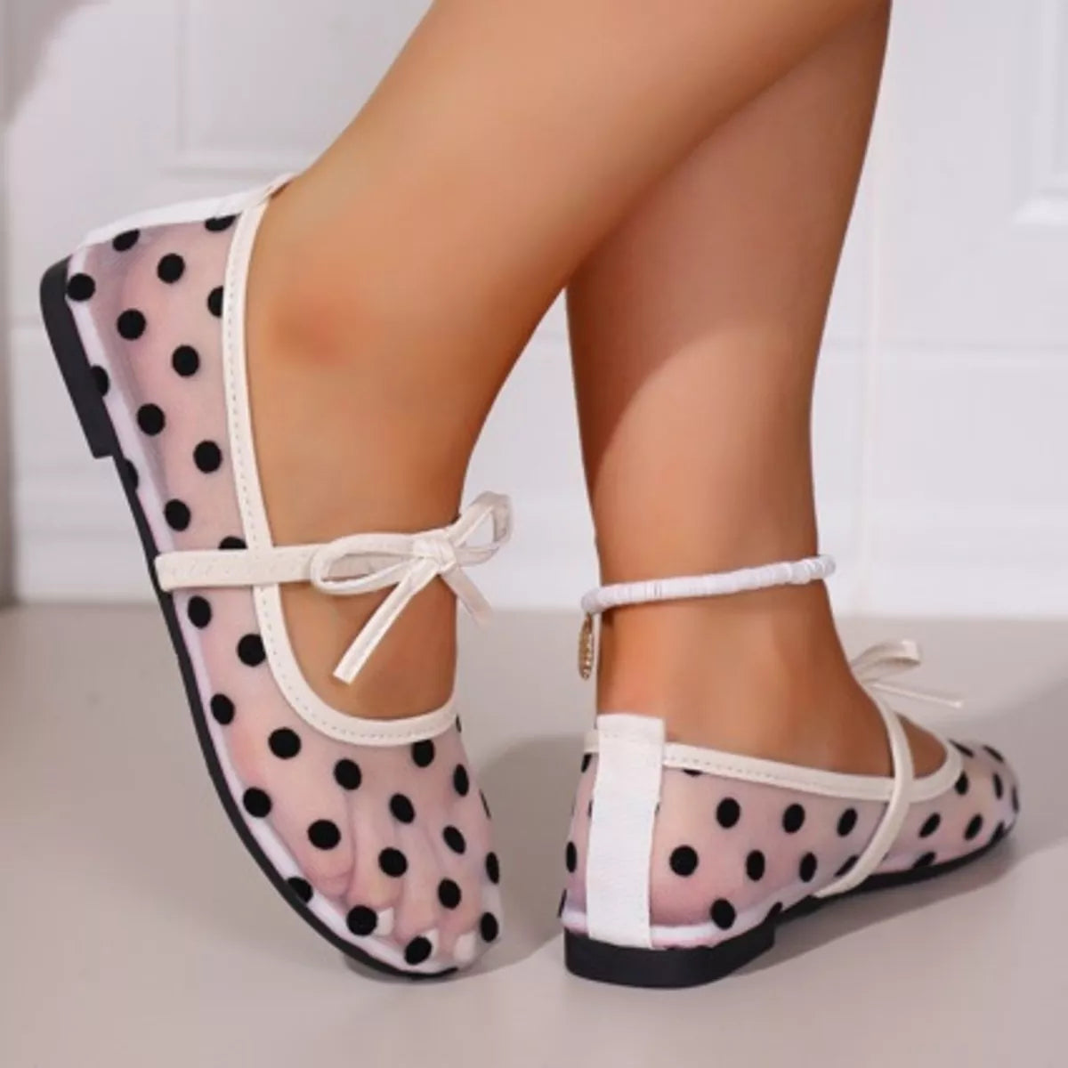 Polka Dot Round Toe Slip-Ons - Lilixa.store