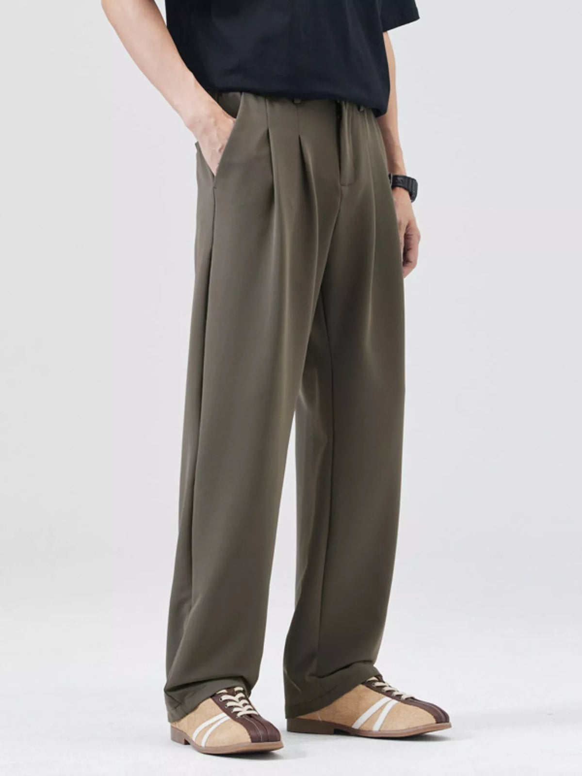 Men's Full Size Relaxed Fit Casual Pants Plus Size in Taupe