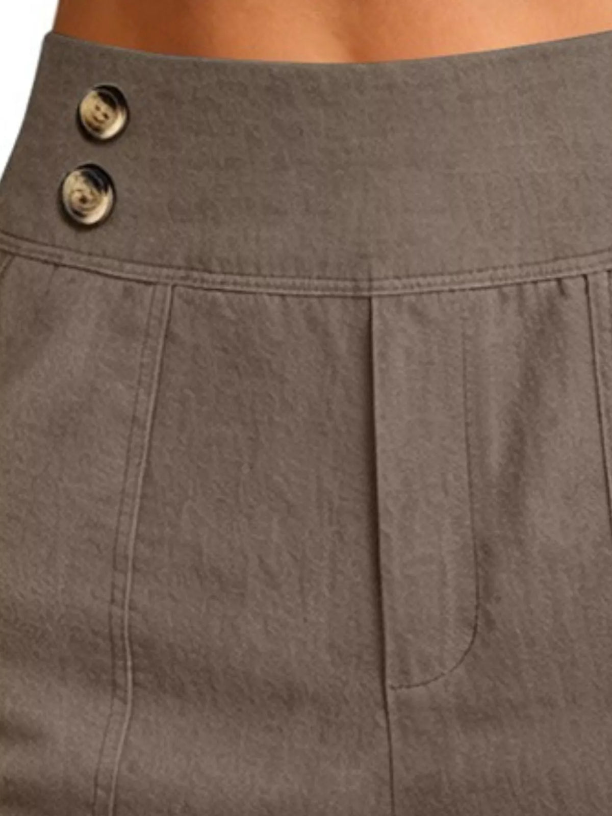 Full Size High-Waisted Button-Detail Cropped Pants Plus Size, view 12