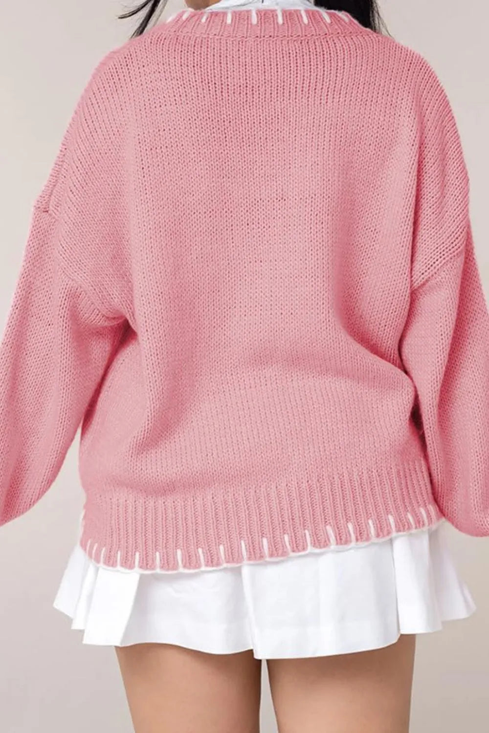 Bow Graphic Round Neck Long Sleeve Sweater - Lilixa.store