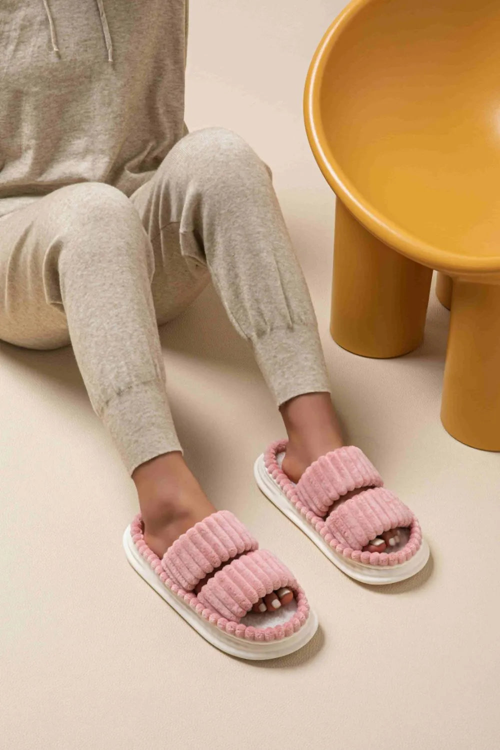Open Toe Fluff Platform Slippers - Lilixa.store