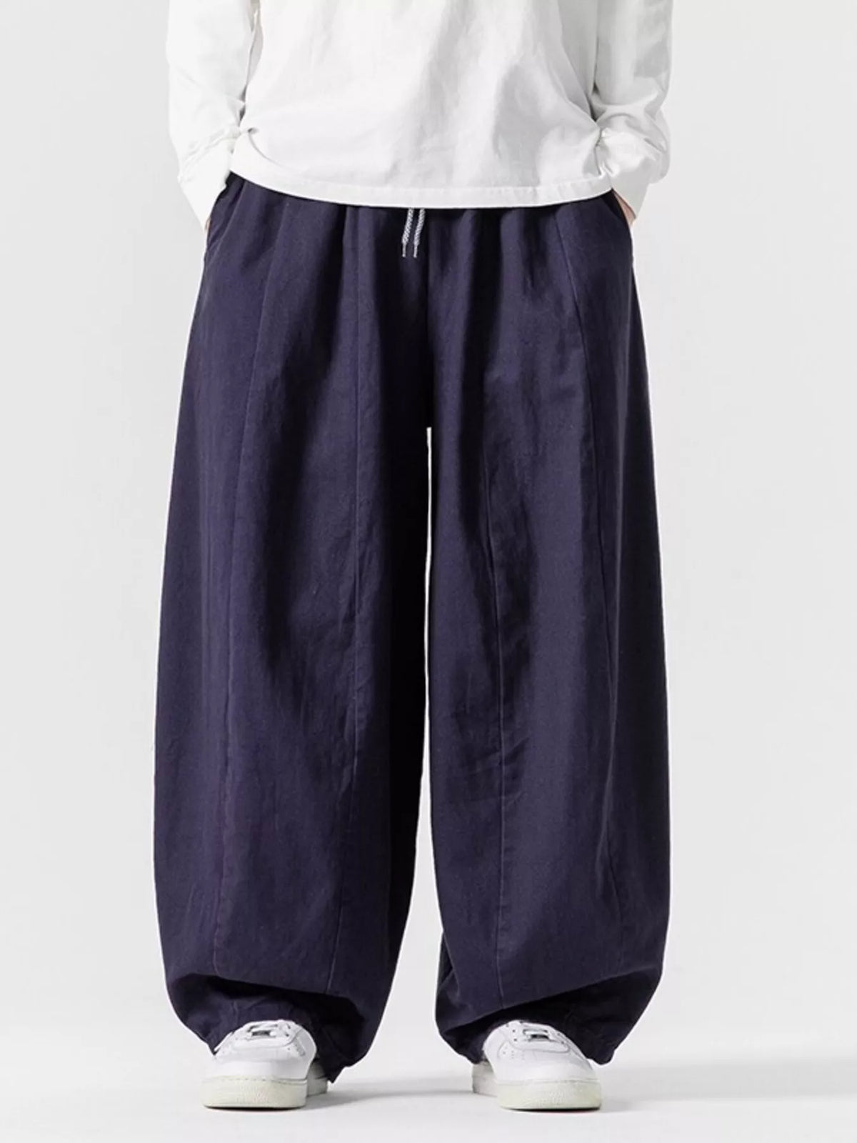 Men's Plus Size Loose Fit Drawstring Waist Casual Pants in Navy